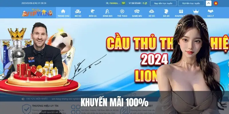 khuyến mãi 100% vipwin