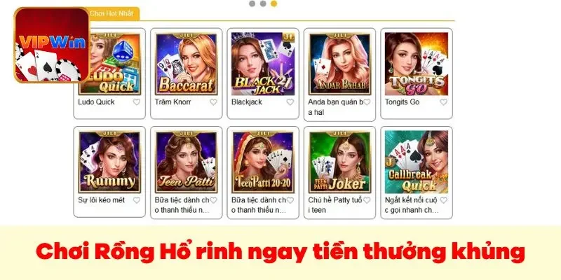 Chơi Rồng Hổ rinh ngay tiền thưởng khủng tại Vipwin